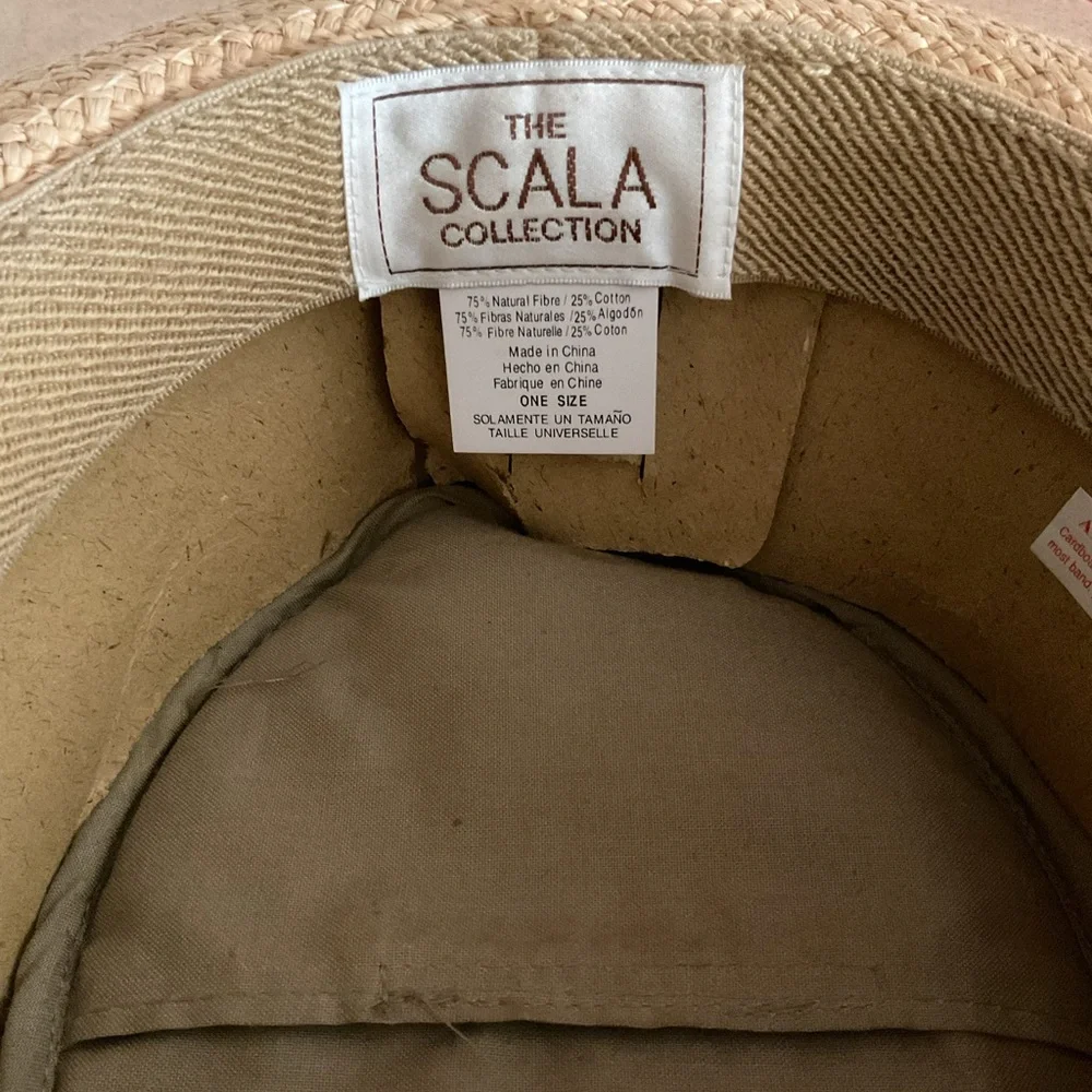 Scala Wide Brim Straw Sun Hat with Olive Crown - Picture 3 of 5
